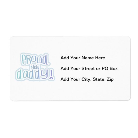 Blauwe tekstgroep Nieuwe Papa-cadeautjes Etiket (Voorkant)