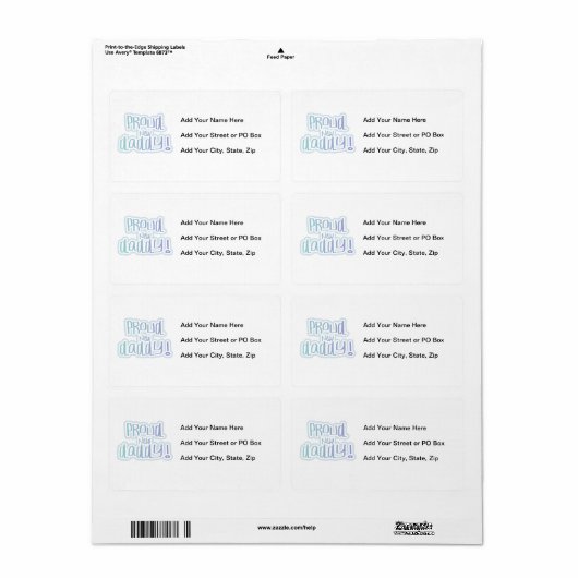 Blauwe tekstgroep Nieuwe Papa-cadeautjes Etiket (Full Sheet)