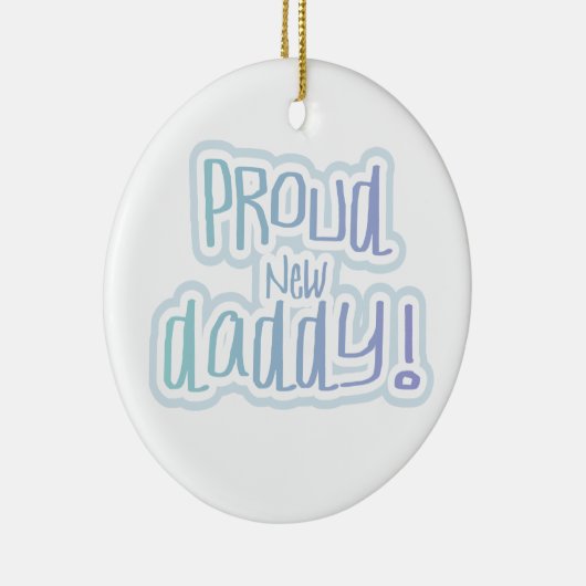 Blauwe tekstgroep Nieuwe Papa-cadeautjes Keramisch Ornament (Rechts)