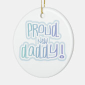 Blauwe tekstgroep Nieuwe Papa-cadeautjes Keramisch Ornament (Links)