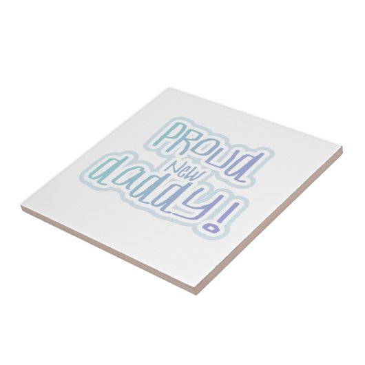 Blauwe tekstgroep Nieuwe Papa-cadeautjes Tegeltje (Zijkant)