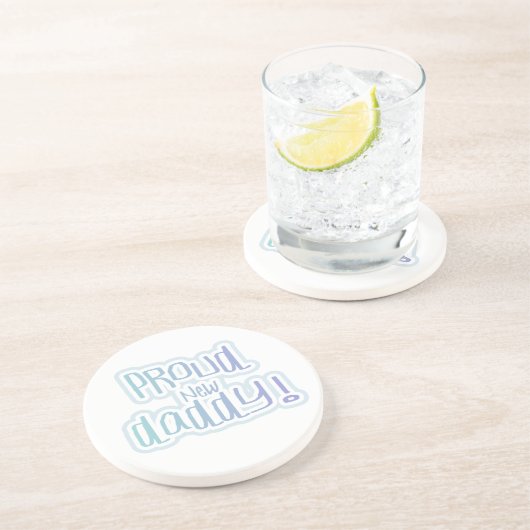 Blauwe tekstgroep Nieuwe Papa-cadeautjes Zandsteen Onderzetter (Zijkant)