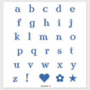 Blauwe tekstletters   Monogram Alfabet Stickers