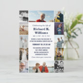 Blauwe tekstrand van 12 foto's die het leven viere kaart (Staand voorkant)