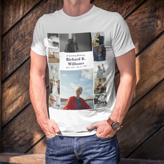 Blauwe tekstrand van 12 foto's die het leven viere t-shirt