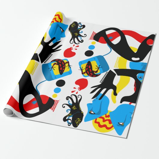 Blauwe televisie cadeaupapier (Uitgerold)