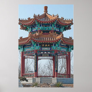 Blauwe tempel poster