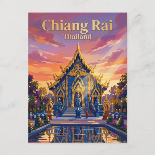 Blauwe Tempel Thailand Briefkaart (Voorkant)