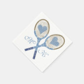 Blauwe tennisrackets met harten en papieren servet (Hoek)