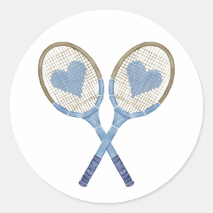 Blauwe tennisrackets met hartjes Stickers