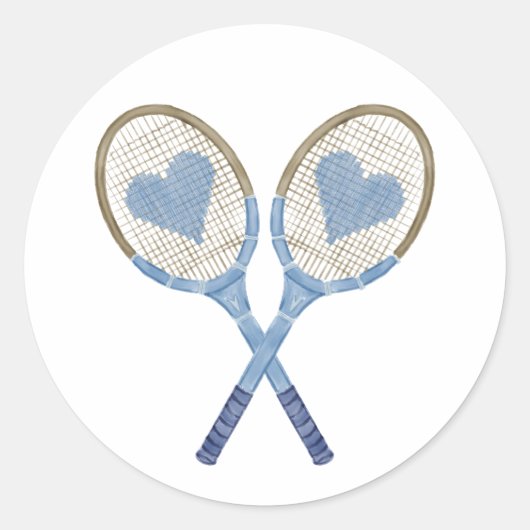 Blauwe tennisrackets met hartjes Stickers (Voorkant)