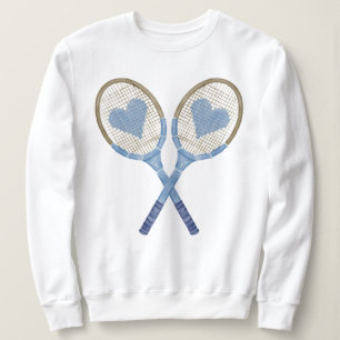 Blauwe tennisrackets met hartjes sweatshirt