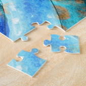 Blauwe tentakels Octopus Kraken Abstracte Blauwgro Legpuzzel (Zijkant)