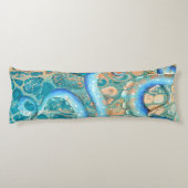 Blauwe tentakels Octopus Kraken Abstracte Blauwgro Lichaamskussen (Achterkant)