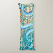 Blauwe tentakels Octopus Kraken Abstracte Blauwgro Lichaamskussen (Achterkant (Verticaal))
