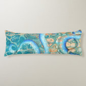 Blauwe tentakels Octopus Kraken Abstracte Blauwgro Lichaamskussen (Voorkant)