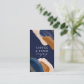 Blauwe terracotta abstracte waterverf moderne logo visitekaartje (Staand voorkant)