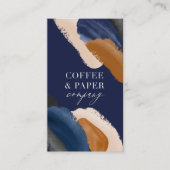 Blauwe terracotta abstracte waterverf moderne logo visitekaartje (Voorkant)