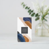 Blauwe terracotta abstracte waterverf moderne logo visitekaartje (Staand voorkant)