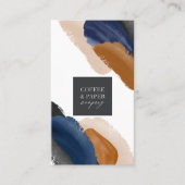 Blauwe terracotta abstracte waterverf moderne logo visitekaartje (Voorkant)