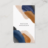 Blauwe terracotta abstracte waterverf moderne unie visitekaartje (Voorkant)