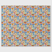 Blauwe terracotta koffiekopjes Abstracte Waterverf Cadeaupapier (Vlak)