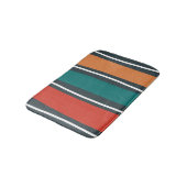 Blauwe terracotta rode witte retro golven badmat (Gekanteld)