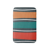 Blauwe terracotta rode witte retro golven badmat (Voorkant Verticaal)
