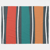 Blauwe terracotta rode witte retro golven fleece deken (Voorkant (Horizontaal))