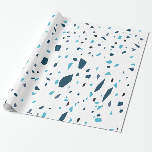 Blauwe terrazespees cadeaupapier (Uitgerold)