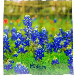 Blauwe Texas Bluebonnets Bloemen Bloemen van bloem Douchegordijn