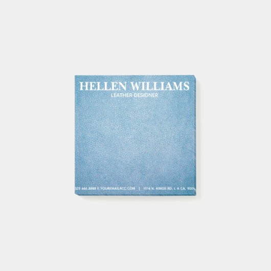 Blauwe textielmassa lederen monogram post-it® notes (Voorkant)