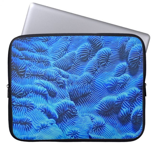 Blauwe textielvezel laptop sleeve (Voorkant)