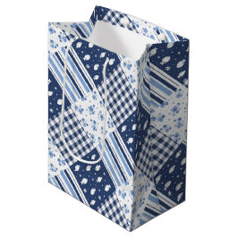 Blauwe Textures Medium Cadeauzakje