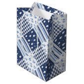 Blauwe Textures Medium Cadeauzakje (Achterkant Gekanteld)