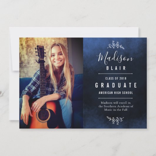 Blauwe Textuur Achtergrond Afstuderen Aankondiging (Voorkant)