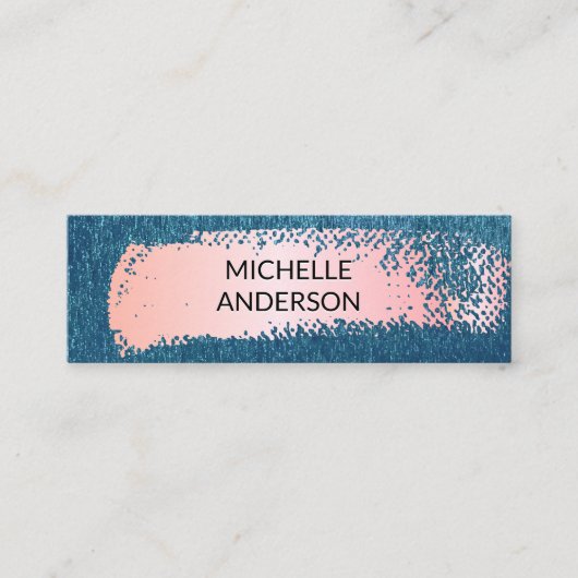 Blauwe textuur Achtergrond | Roze geborsteld Mini Visitekaartje (Voorkant)