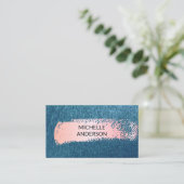 Blauwe textuur Achtergrond | Roze geborsteld Visitekaartje (Staand voorkant)