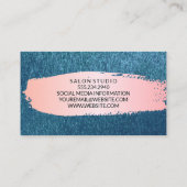 Blauwe textuur Achtergrond | Roze geborsteld Visitekaartje (Achterkant)