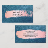 Blauwe textuur Achtergrond | Roze geborsteld Visitekaartje (Voorkant / Achterkant)