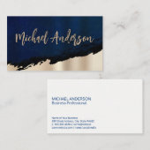 Blauwe textuur | Golden Metallic geborsteld Visitekaartje (Voorkant / Achterkant)