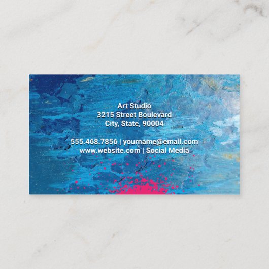 Blauwe textuurverf | spuitverf visitekaartje (Achterkant)