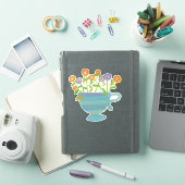 Blauwe theekop met bloemen sticker (iPad Cover)