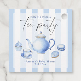 Blauwe Theepartij Baby Shower Bedankjes Labels