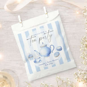 Blauwe Theepartij Baby Shower Bedankzakje