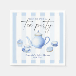 Blauwe Theepartij Baby Shower Servet