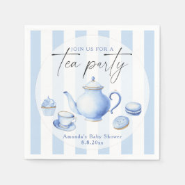 Blauwe Theepartij Baby Shower Servet