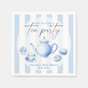 Blauwe Theepartij Baby Shower Servet