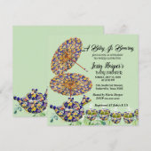 Blauwe Theepot met Bloemen Afternoon Tea Baby Show Kaart (Voorkant / Achterkant)