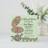 Blauwe Theepot met Bloemen Afternoon Tea Baby Show Kaart (Staand voorkant)